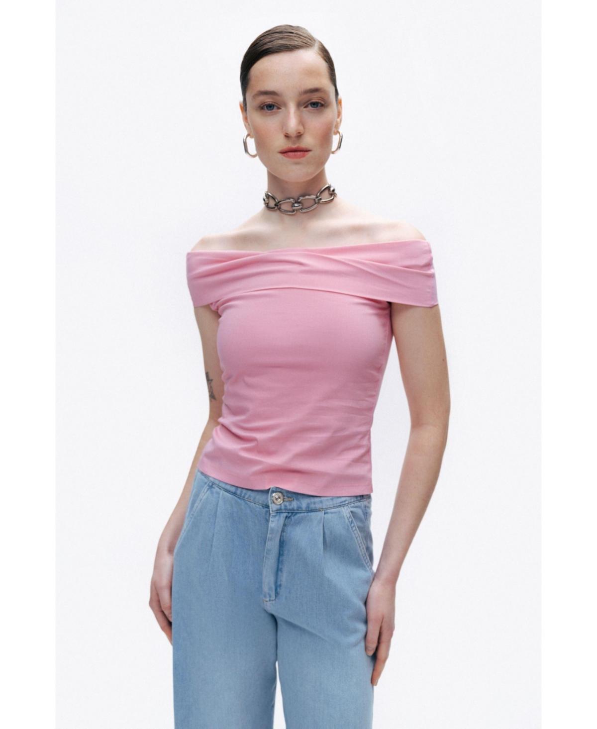 Women's Open Shoulder Blouse - Pink