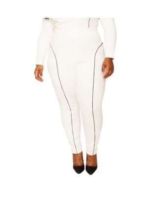 Plus Size High Rise Ponte Moto Style Leggings