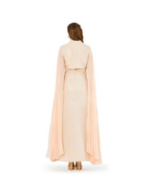 Women's Strapless Column Dress With Detachable Cropped Cape Jacket
