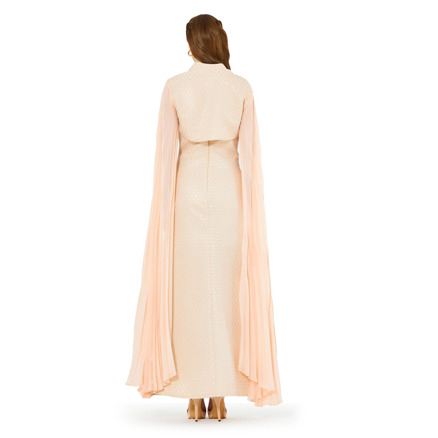 Women's Strapless Column Dress With Detachable Cropped Cape Jacket