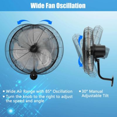 21 Inch Wall Mount Industrial Fan 3 Speed Oscillating Metal Ventilation Fan