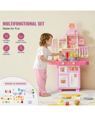 Kids Kitchen Playset with 48 Piece Pretend Cooking Accessories for Imaginative Play