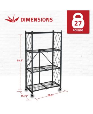 4 Tier Folding Shelf Garage Shelves Heavy Duty Shelving with Wheels