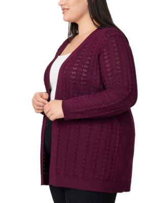 Plus Size Pointelle Cardigan Sweater