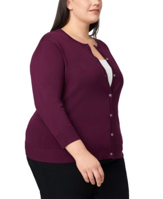 Plus Size 3/4-Sleeve Cardigan Sweater