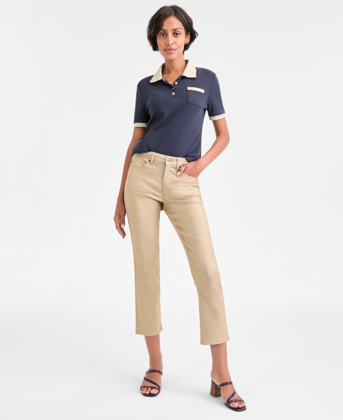 Tommy Hilfiger Women's Foiled Straight-leg Jeans In Neutral