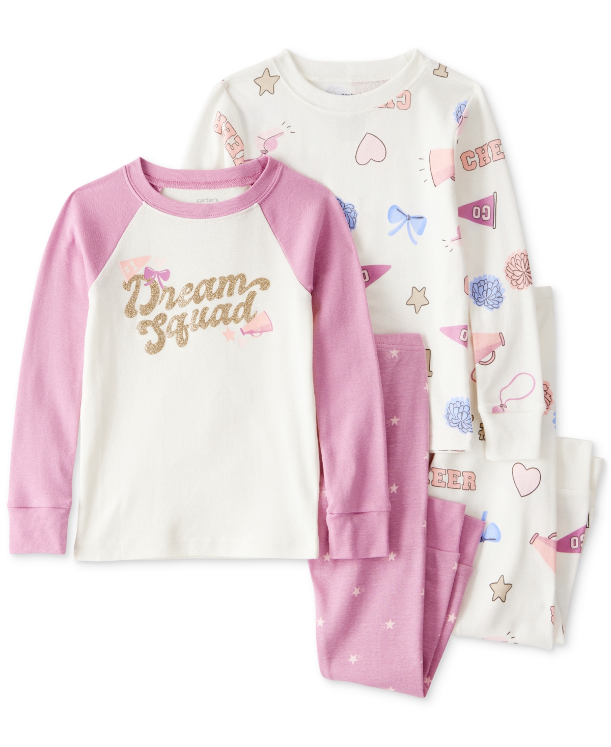 Carter's Toddler Girls Cotton Dream Squad Pajamas, 4 Piece Set In Multi