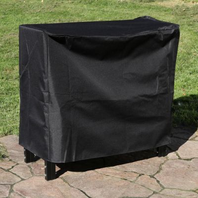 Outdoor Steel Firewood Log Rack Holder with Weather-Resistant Heavy-Duty Polyester Log Rack Cover - 30" - Black