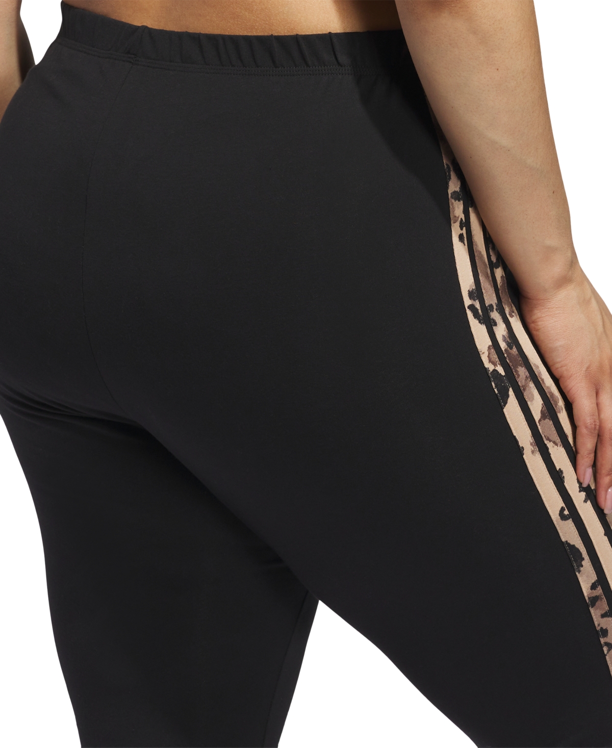 Adidas Originals Plus Size Animal-print 3-stripes High-rise Full-length Leggings In Black