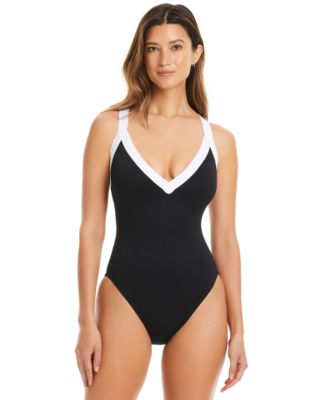 Women's I'm With The Band Plunge-Neck One-Piece Swimsuit