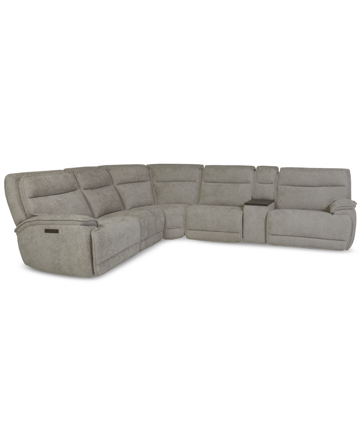 Macy's Ozryn 6-pc. Fabric Sectional With Console And 3 Power Motion Chairs, Exclusively At  In Gray