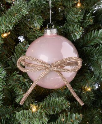 Gilded Glamour Pink Gem Bow Ball Ornament, Macy's Exclusive