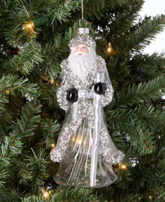 Gilded Glamour Silver Santa Ornament, Macy's Exclusive