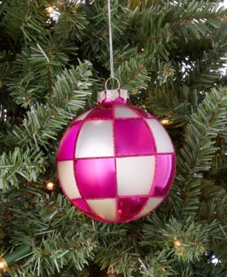 Merry Magic Pink Checkered Ball Ornament, Macy's Exclusive
