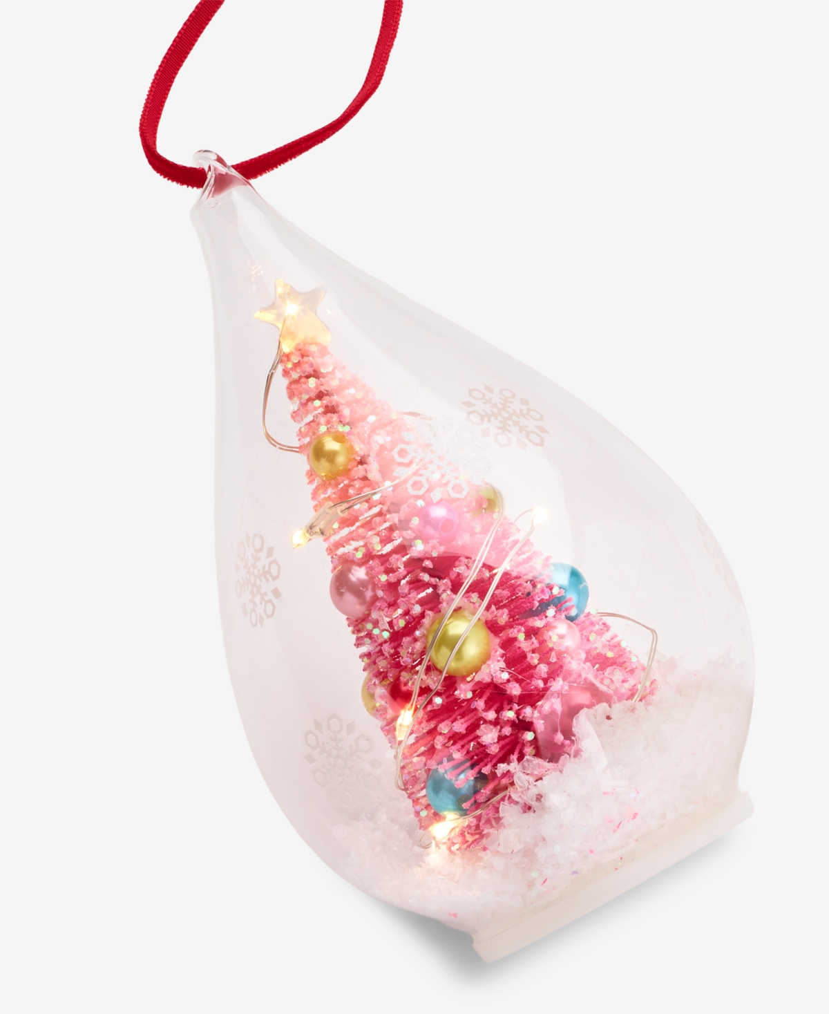 Holiday Lane Merry Magic Pink Tree In Dome Ornament, Macy's Exclusive In Transparent
