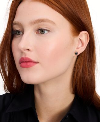 Color Cubic Zirconia Square Stud Earrings