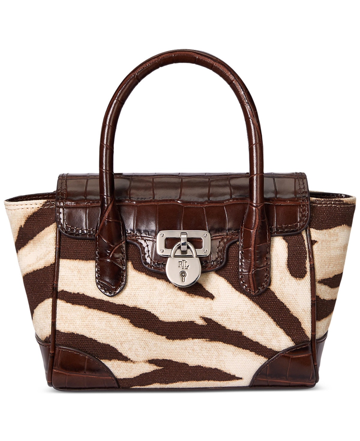Ralph Lauren Zebra-print Canvas Small Tanner Satchel In Multi