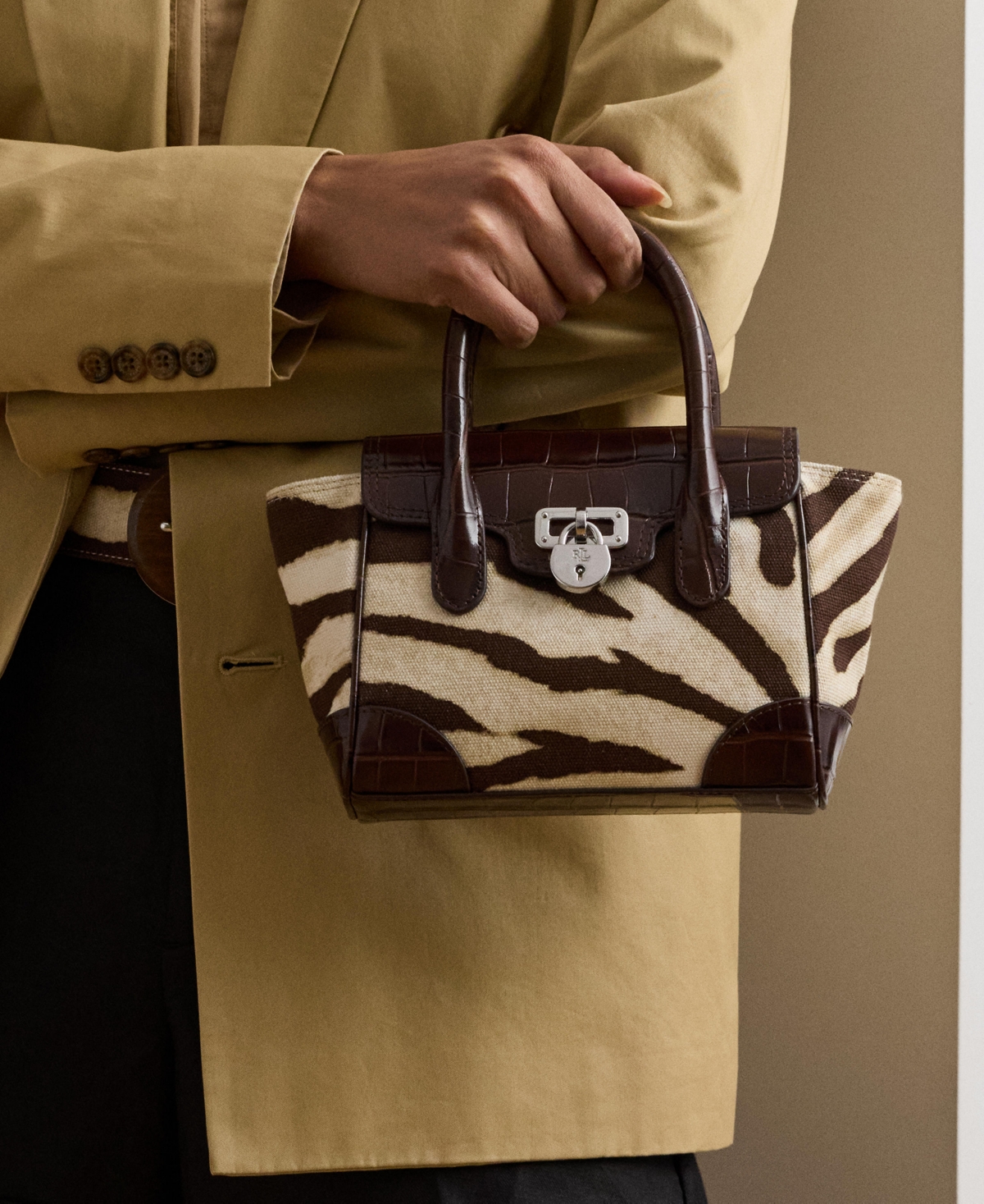 Ralph Lauren Zebra-print Canvas Small Tanner Satchel In Multi