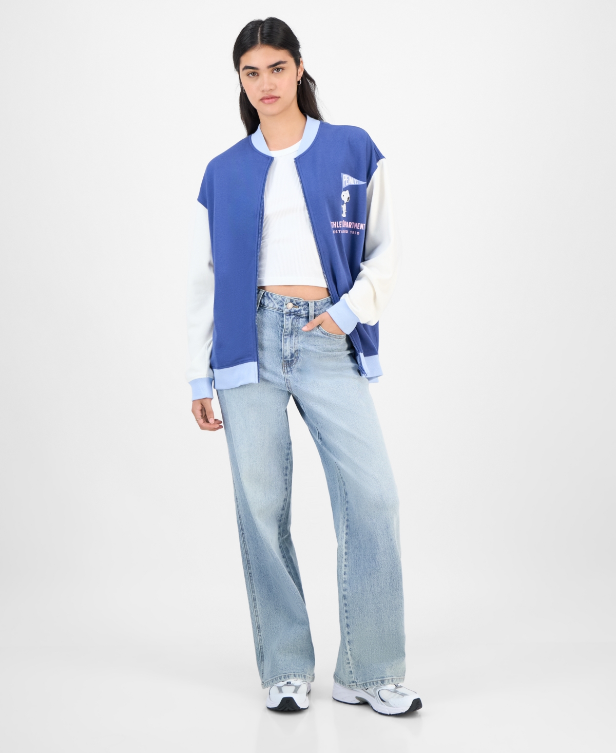 Love Tribe Juniors' Peanuts Fleece Bomber Jacket In Multi