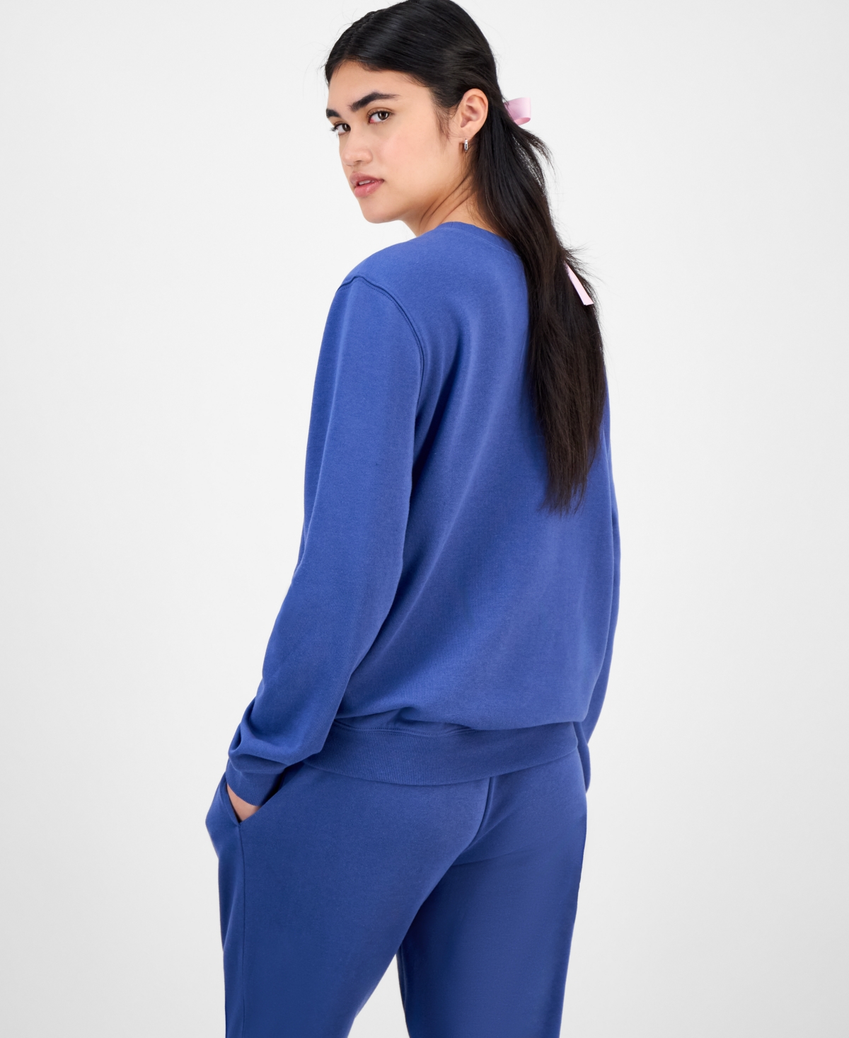 Love Tribe Juniors' Sporty Snoopy Crewneck Sweatshirt In Blue