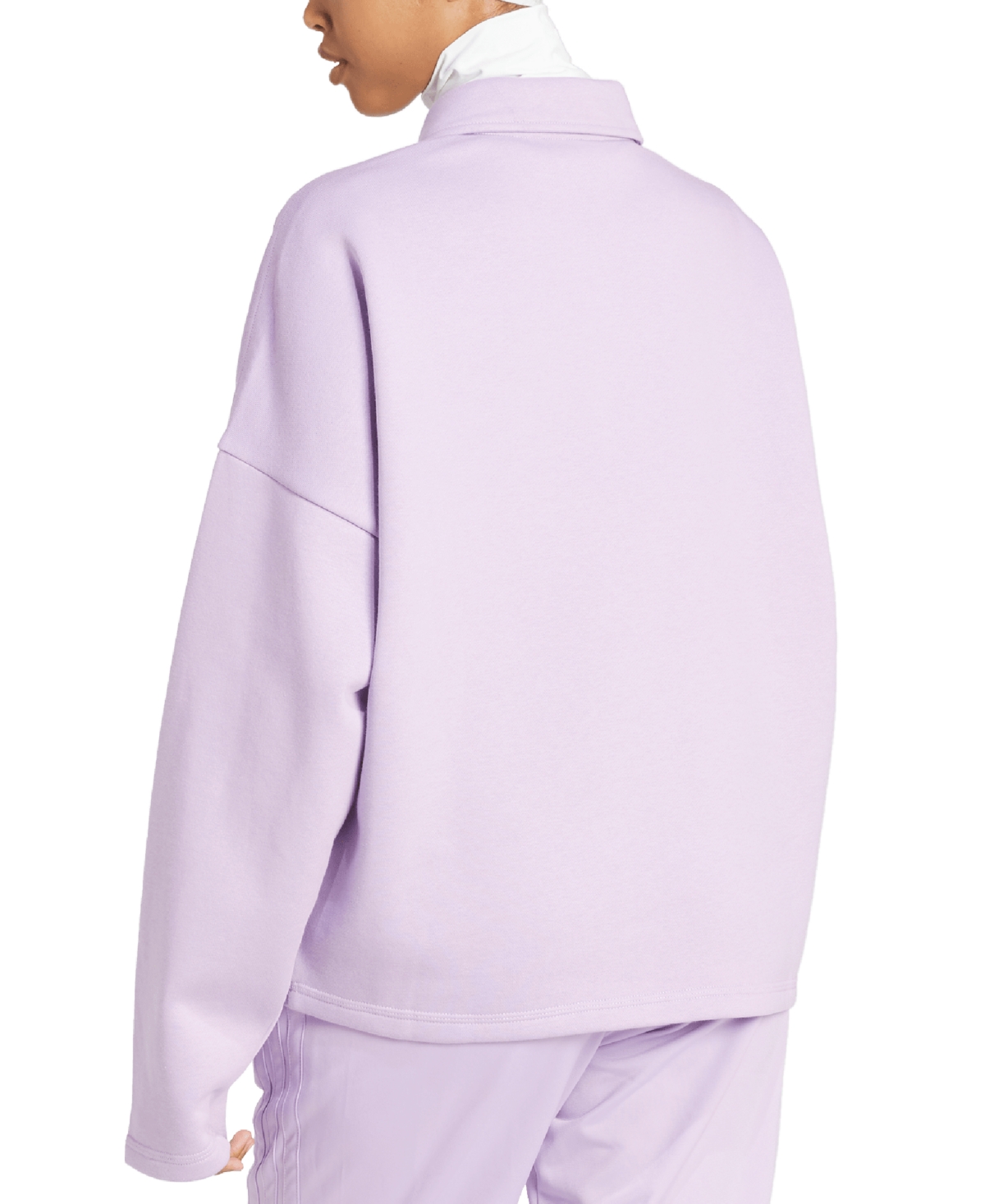 Adidas Originals Women's Essentials Linear Fleece Polo Sweatshirt In Purple