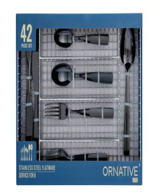 Kaede 42-Pc. Flatware Set with Wire Caddy, Service for 8