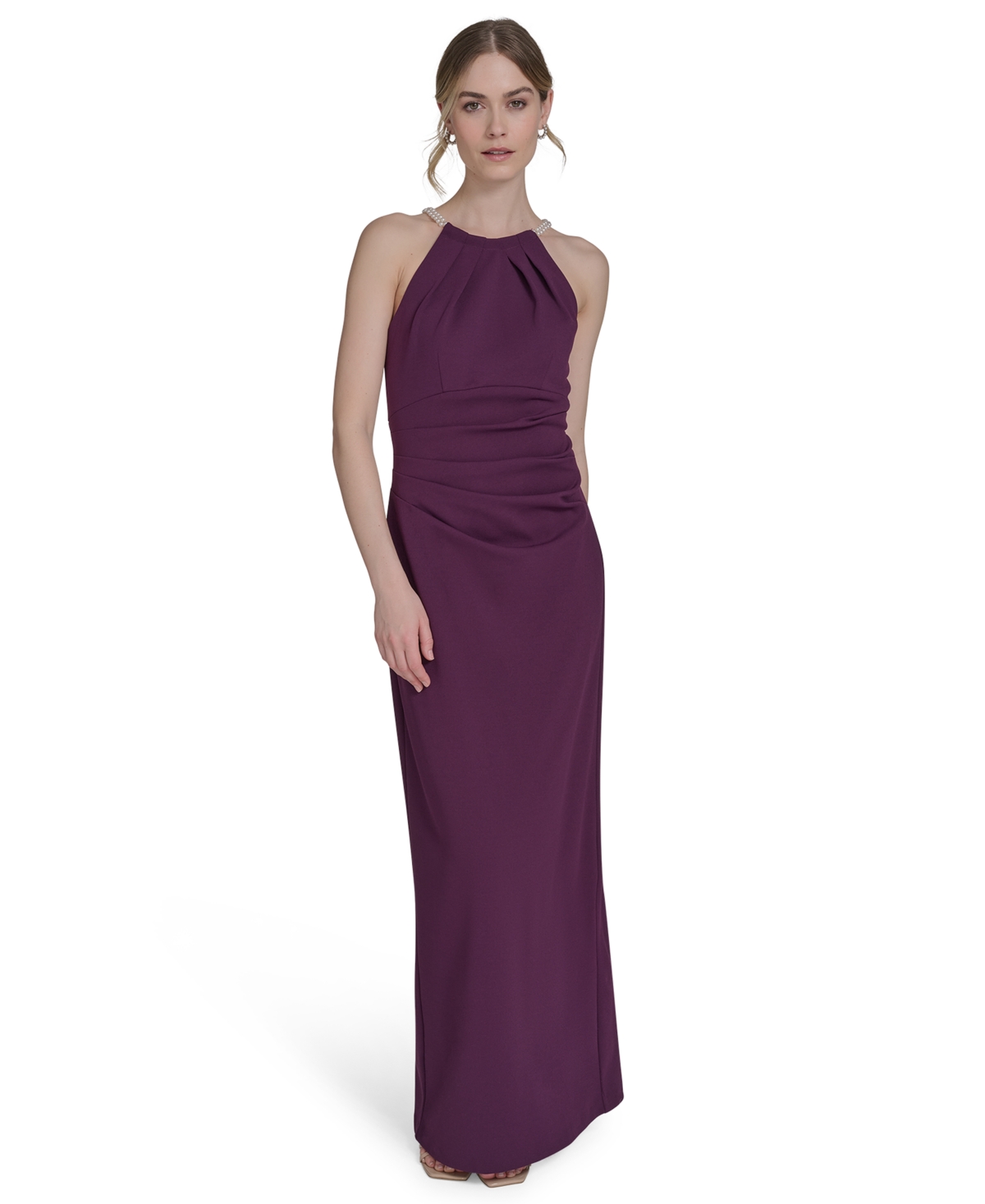 Women's Solid-Color Sleeveless Gown - Plum