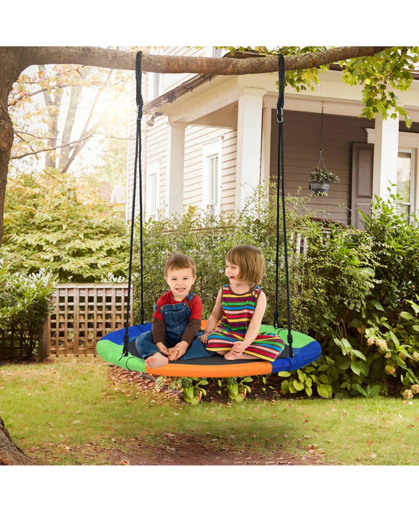 Детская игрушка Gymax 40'' Flying Saucer Tree Swing with Adjustable Height, 330 lbs, Ages 3+, цвет: Colorful — фото 3