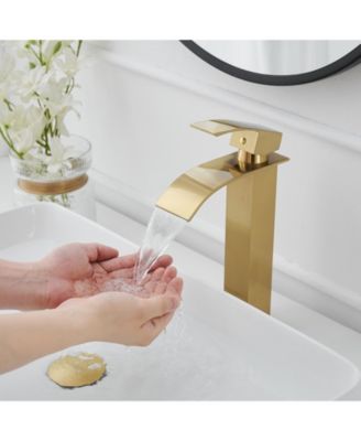 Waterfall Single Hole Single Handle Bathroom Vessel Sink Faucet With Pop-up Drain Assembly
