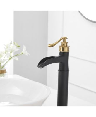 Waterfall Single Hole Single Handle Bathroom Vessel Sink Faucet with Pop-up Drain Assembly