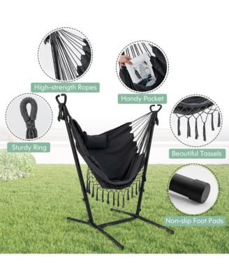 Hammock Chair with Stand Phone Holder Adjustable Swing Indoor & Outdoor Use