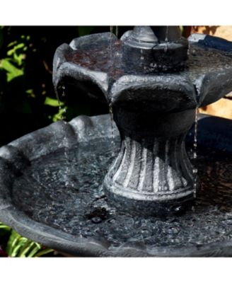45" H Outdoor Arcade 2-Tier Solar Water Fountain with Battery Backup and LED Light
