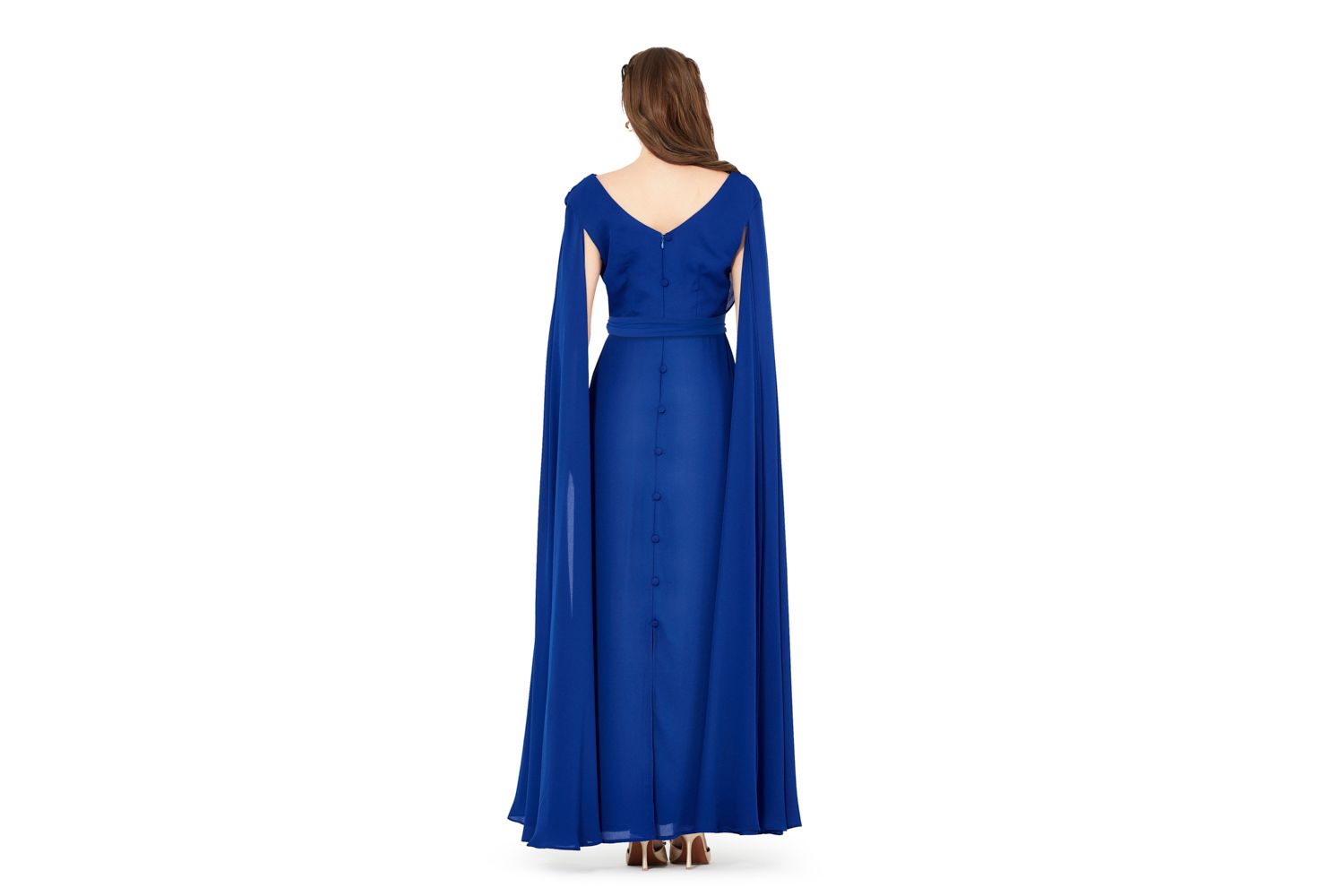 Women's Cowl Neck Flare Sleeved A-line Gown