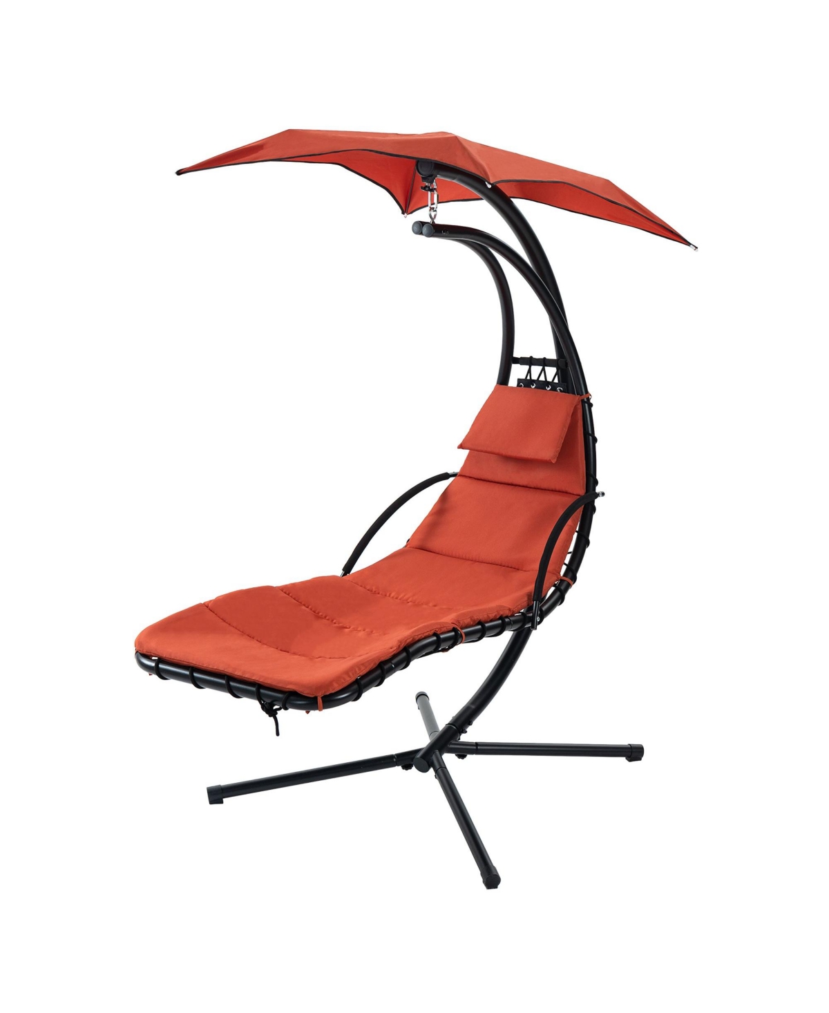 Mondawe Hanging Chaise Lounger with Removable Canopy (Orange)