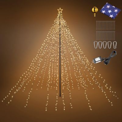 4840LED 20' Outdoor Pole Christmas Tree Lights Kit with Telescopic Flagpole, 120V Giant-Sized Holiday Event Decor with Star Top