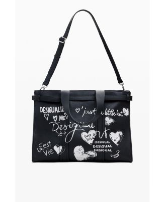 Women's Large faux leather shopper bag with letters