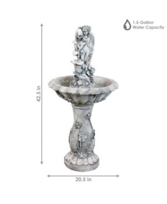 Outdoor Polyresin Fairy Flower Solar Powered Water Fountain Feature with Battery Backup - 42"