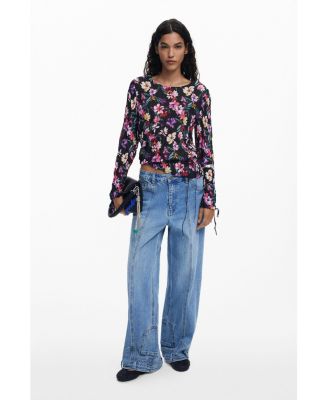 Women's Pleated floral blouse