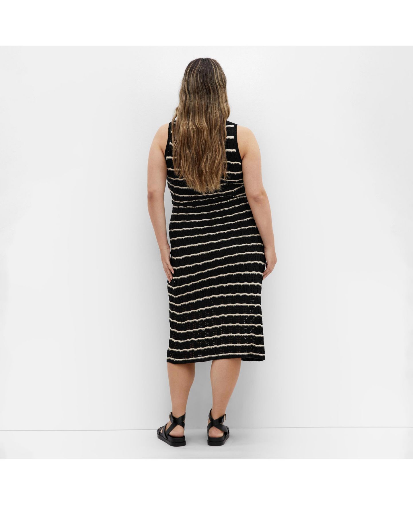 Женское платье CITY CHIC Plus Size Crochet Stripe, цвет: Mono Wave — фото 2