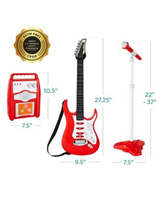 Kids Electric Musical Guitar Toy Play Set w/ 6 Demo Songs, Whammy Bar, Microphone, Amp, AUX