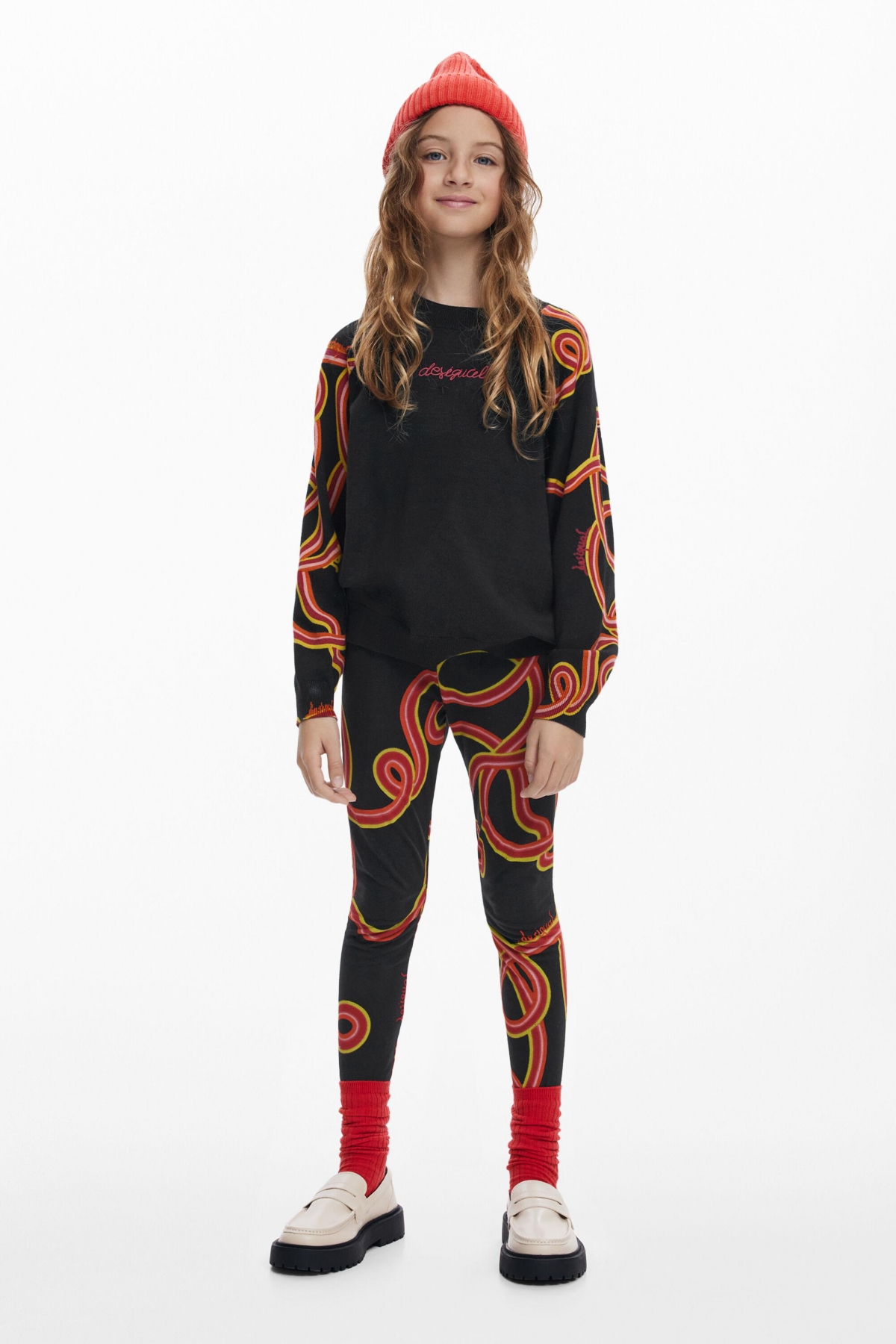 Desigual Girls Girls's Serpentine Sleeve Sweater In Black