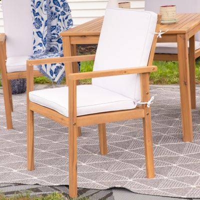 Rodanthe Acacia Wood Outdoor Dining Armchairs with Cushions - 2pk - Natural/Bone White