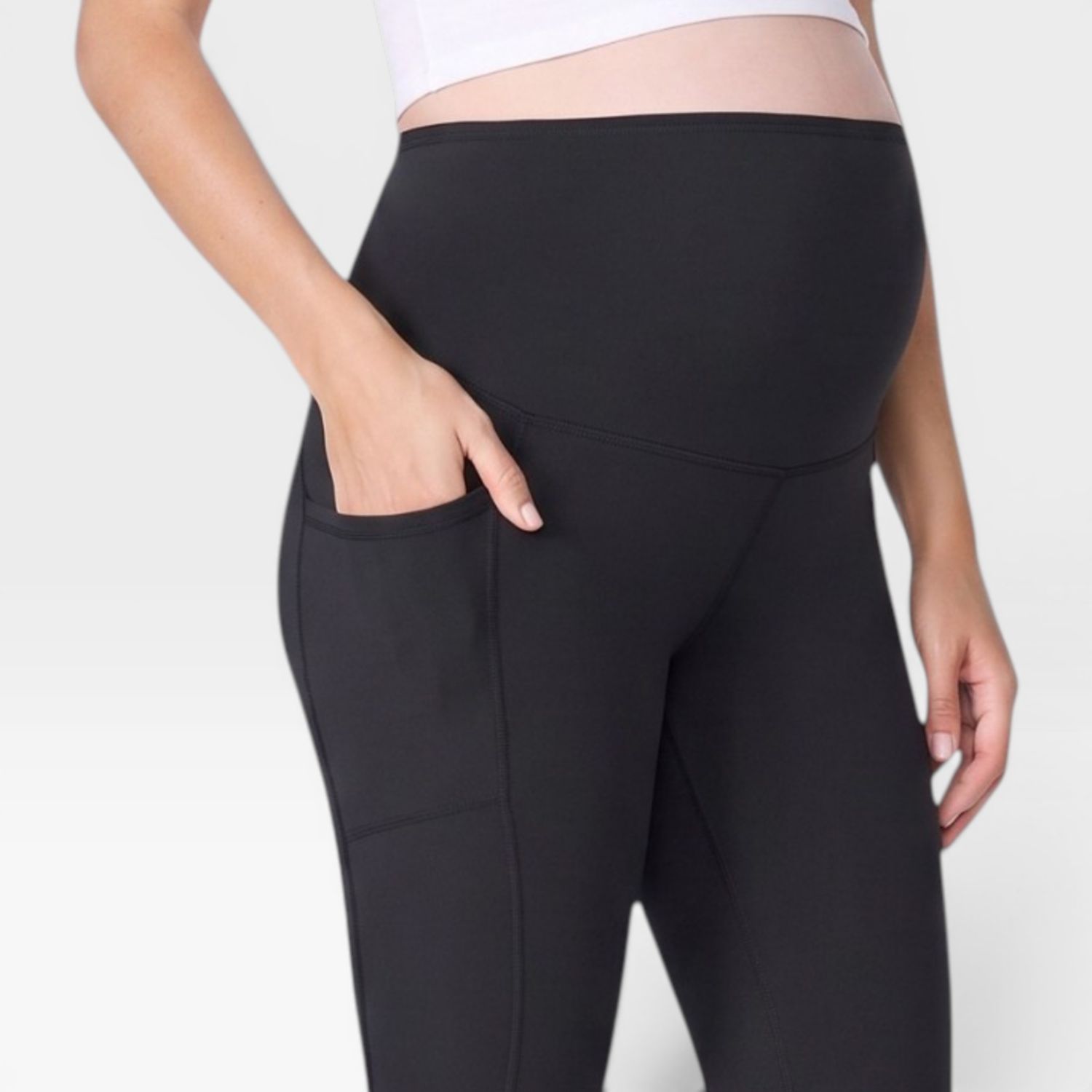 Women's High Waist Over the Belly Active Pocket Ankle Legging - 2-pack - Motherhood