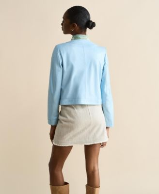 Women's Cropped Leather Jacket With Gold Buttons, Created for Macy s