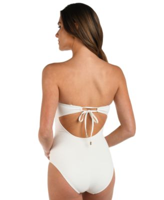 Women's Island Goddess Tummy-Control Shirred Bandeau One-Piece Swimsuit