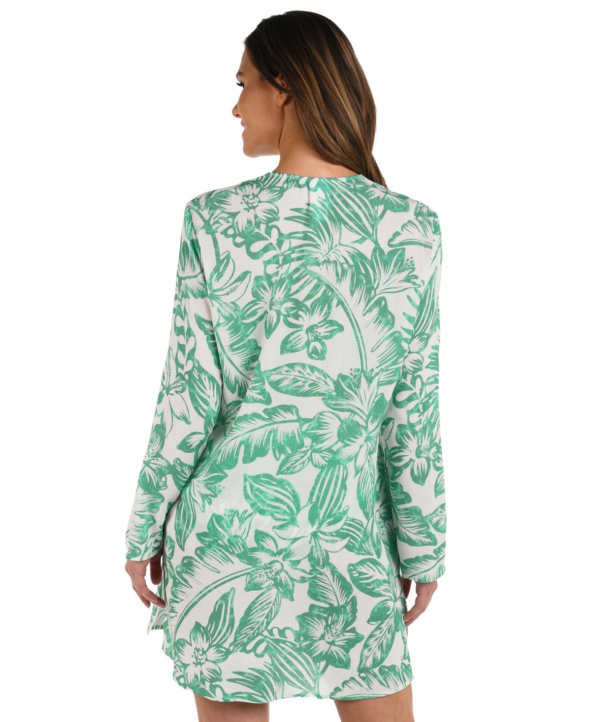 La Blanca Women's Batiki Lace-front Tunic Cover-up Dress In Green