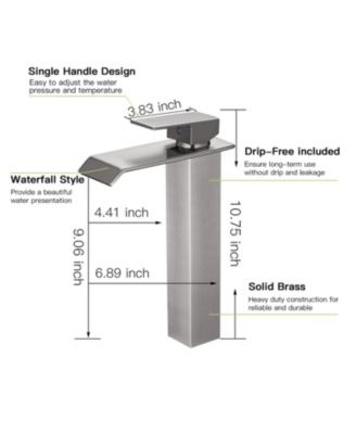 Waterfall Single Hole Single Handle Bathroom Vessel Sink Faucet With Pop-up Drain