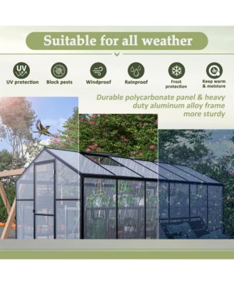 Thick Polycarbonate Greenhouse with Double Flush Door