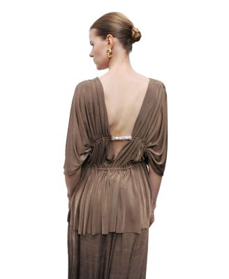 Women's V-Neck Beaded Accessory Blouse