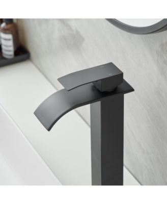 Waterfall Single Hole Single Handle Tall Bathroom Vessel Sink Faucet With Supply Hose in Polished Chrome